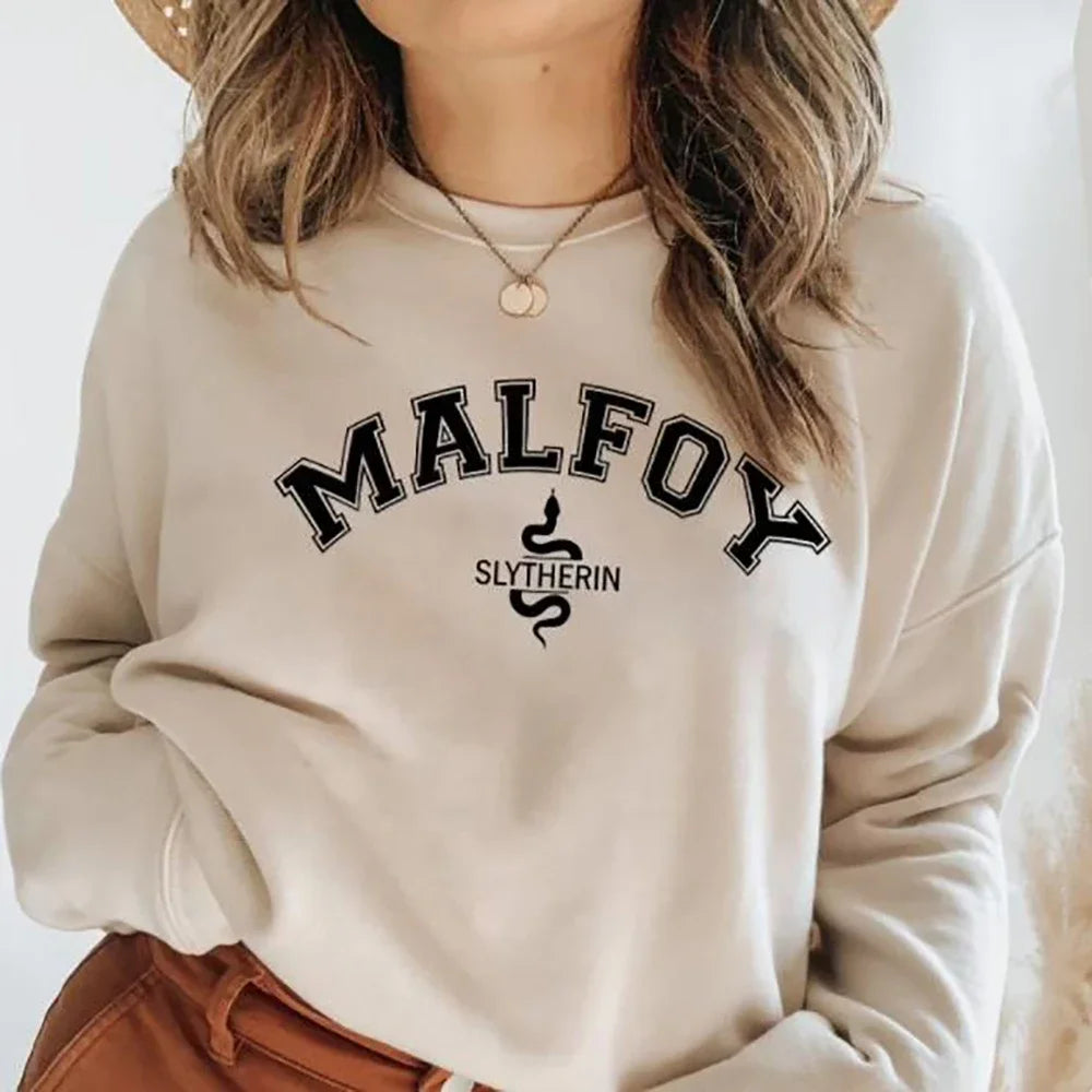 Malfoy Sweatshirt House Sweatshirts Dark Academia Crewneck College Sweatshirt Unisex Long Sleeve Pullover Autumn Winter Hoodies