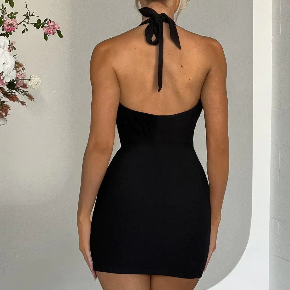  Women clothing Sexy Slim Fit Low Cut Mini Dress Y2K Backless Deep V Neck Mesh Short Dress Elegant Evening Vestidos party 2024