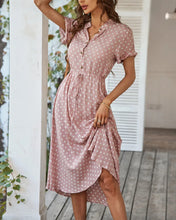 Load image into Gallery viewer, Ladies Polka Dot Print Shirt Dress Women Casual Midi Holiday Summer Dress Female Loose Women Beach Dress Sundress Robe Vestidos