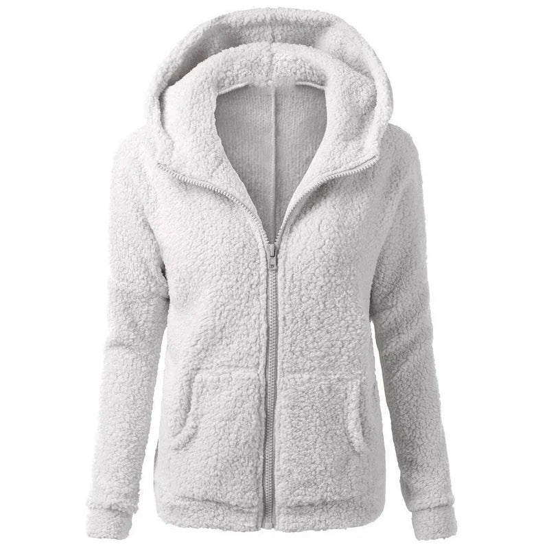 Autumn Winter Warm Jacket Women hoodie Hooded 2024 Casual Female Hoodies Sweatershirt Zipper Coat Solid Soft Fleece Women Coat