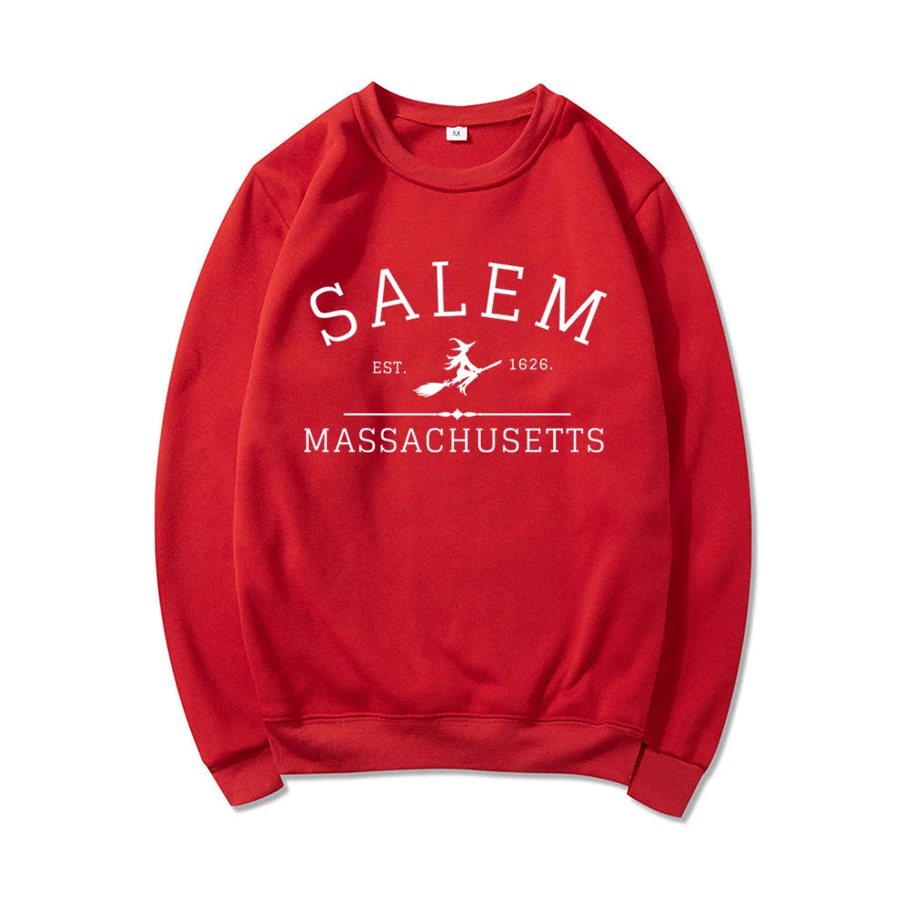 Salem Massachusetts Crewneck Halloween Sweatshirt Salem Witch Sweater Halloween Witchy Sweatshirts Women Graphic Hoodies Top