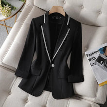 Load image into Gallery viewer, 2022 Autumn  Women&#39;s Blazer Paillettes Femme Summer Sunscreen Jacket White New Suit Jacket Women&#39;s Fashion Thin Black Cardigan