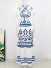 Load image into Gallery viewer, New Bohemian Sexy Printed Women Dresses Halter Sleeveless Backless Naked Waist Long Dress Fashion Summer Beach Holiday Robe