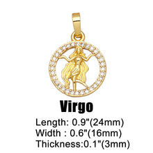 Load image into Gallery viewer, OCESRIO 12 Constellation Zodiac Charms for Jewelry Making Gold Plated Copper Zircon Supplies for Jewelry Findings pdta618