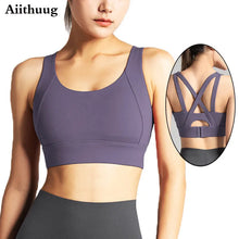 Load image into Gallery viewer, Aiithuug Sports Bra for Women Criss-Cross Back Padded Sports Bras Bounce Control Support Yoga Bra with Removable Cups Gym Bra