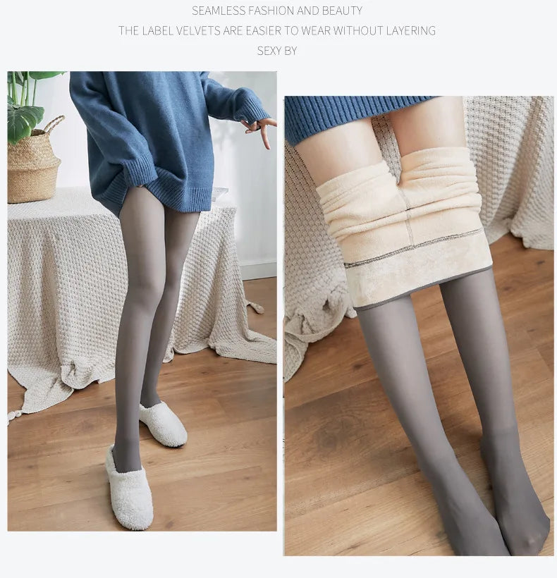 Thermal Stockings Woman Fleece Tights Sexy Winter Warm Pantyhose Translucent Slim Thicken Tights Elastic Velvet Pantyhose Thin