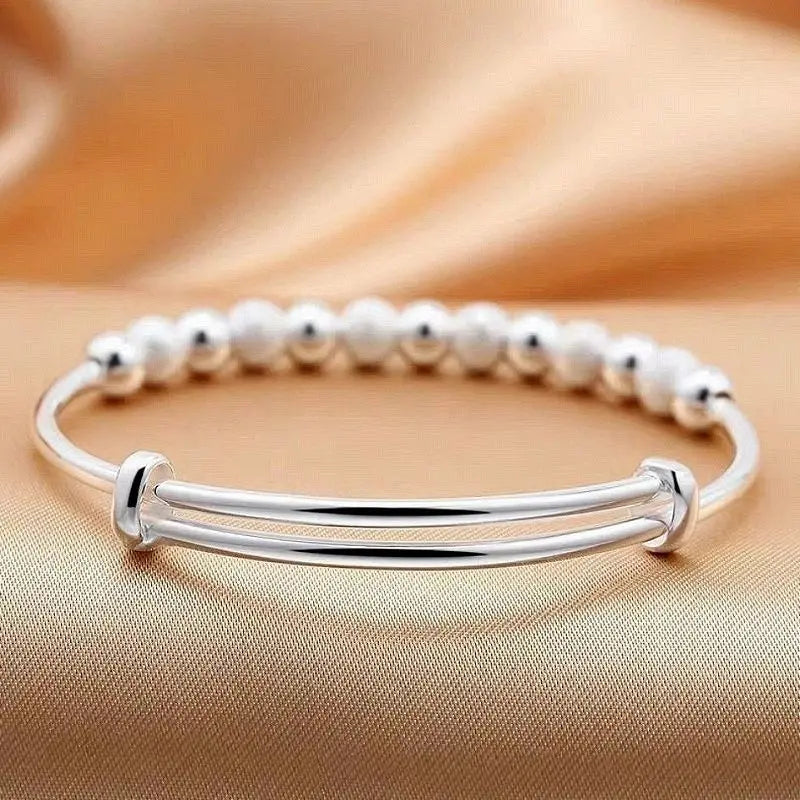 Charms 925 Silver-Color Luxury Beads Bracelets Bangles Cute For Women Fashion Party Wedding Jewelry Adjustable