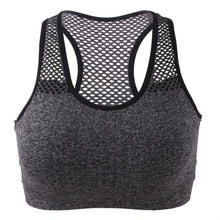 Load image into Gallery viewer, Mesh Sports Bra Hollow Out Sport Top Seamless Fitness Yoga Bras Women Gym Top Padded Running Vest Shockproof Push Up Crop Top