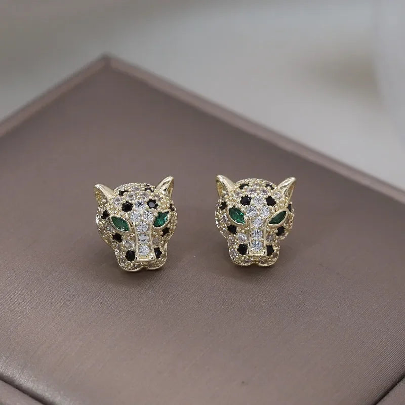 Korea New Design Fashion Jewelry Exquisite Copper Set Zircon Colorful Animal Leopard Earrings Luxury Women's Gala Party earrings