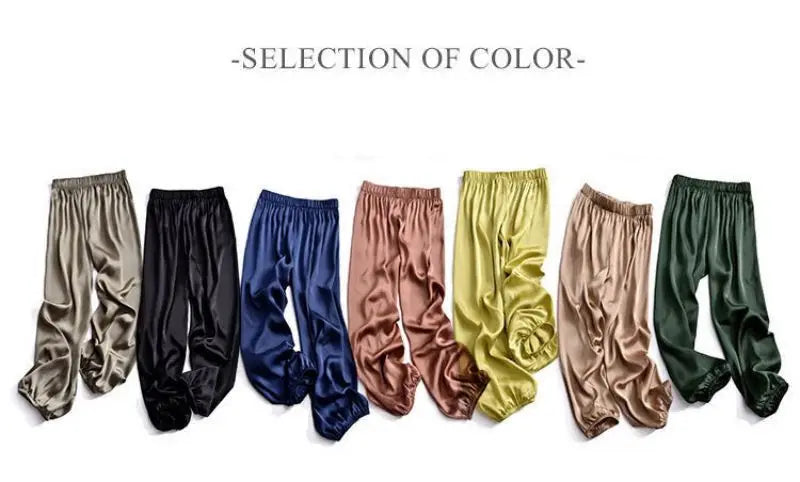 Acetice Soft Silky Solid Casual Elastic High Waist Wide Leg Loose Women's Pants Korean Fashion Ankle-Length Pants For Women 2024