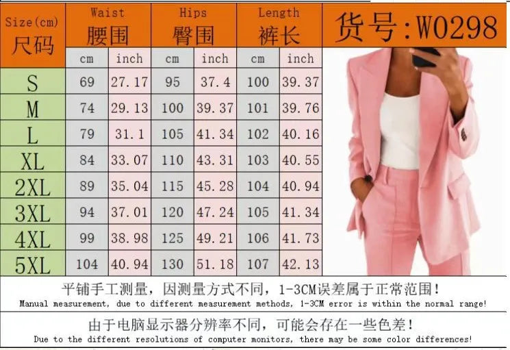 Autumn Winter Solid Color Blazer Women Long Sleeve Suit Simple Casual Pocket Fashion Temperament Female Office Pants 2 Piece Set