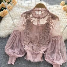 Load image into Gallery viewer, Lace Puff Long Sleeve Blouse Vintage Fashion Blouses Elegant Femme Blusas Korean Woman Tops Women Shirts Clothing Dropshipping