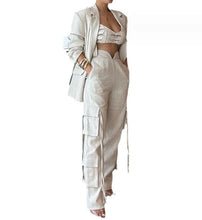 Load image into Gallery viewer, Womens Two Piece Sets Outfit Solid Color Long Blazer Coat Top Pants Two-Piece Set 2023 Autumn Winter Spring New Fashion Casual