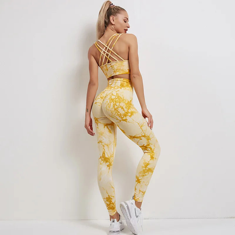 Tie Dye Leggings Seamless Women Fitness Leggings Push Up Booty Lifting Workout Pants Gym Running Legging/Bras/Shorts/Tops