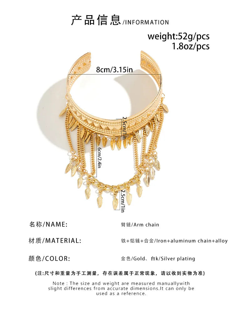 DIEZI One Piece Vintage Arm Chain Tassel Leaves Bracelet For Women Fashion Gothic Hand Bracelets Bangles Punk New Jewelry