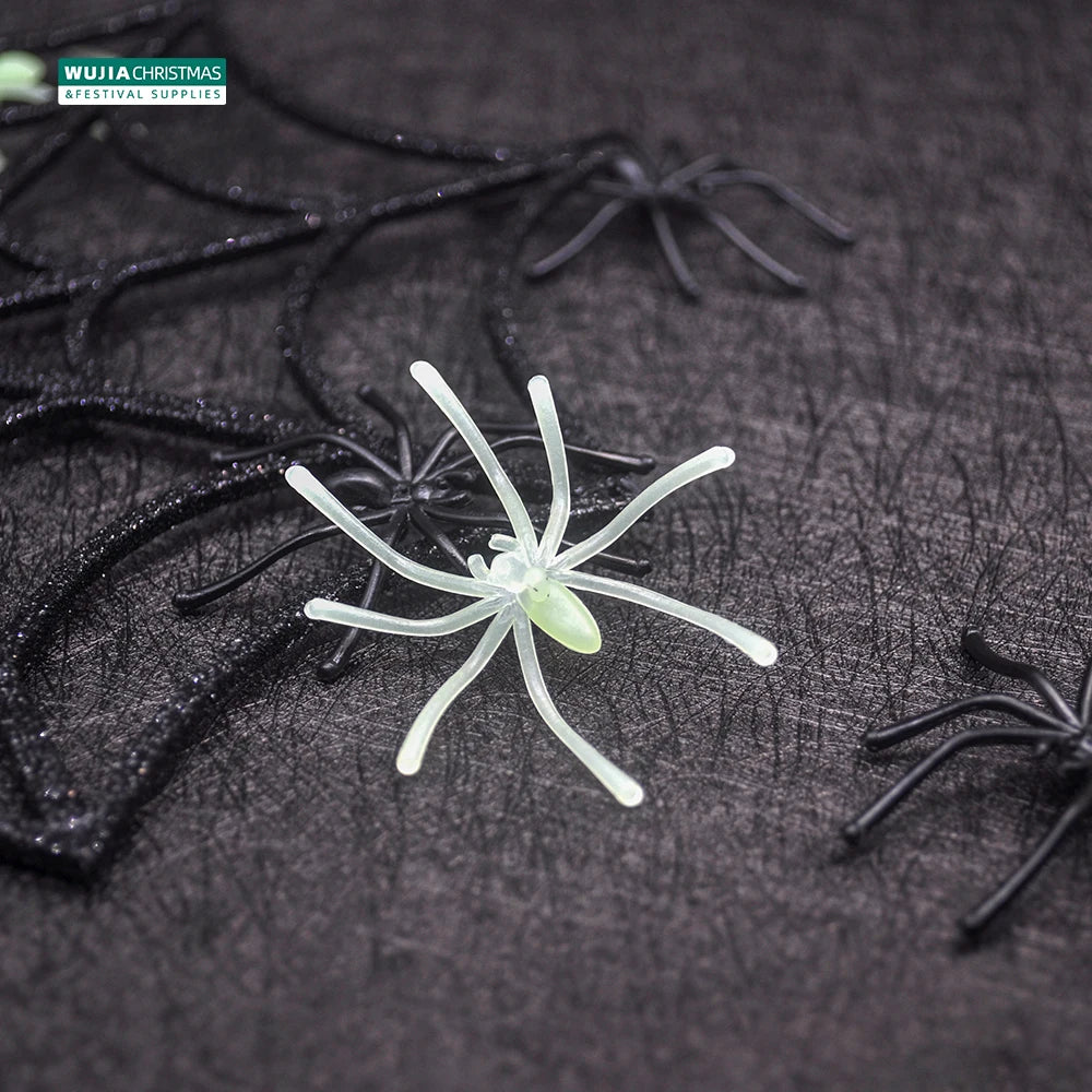 50/100pcs Horror Mini Black Spider Simulation Tricky Toy Haunted House Fake Spider Web Bar Party Decoration Kids Halloween Decor