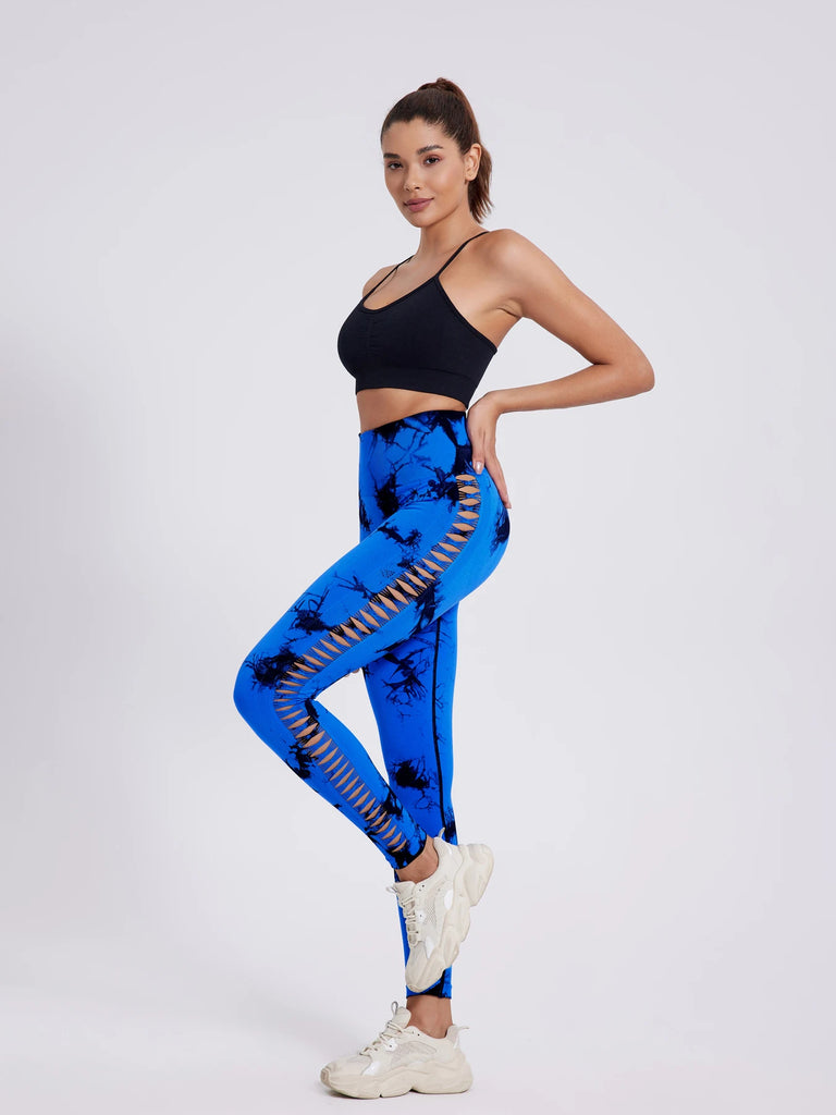 2024 Butt Lifting Sexy Gym Leggings Women High Waist Seamless Tie Dye  Leggings Women Skinny Stretch Outdoors Hollow Out Pants