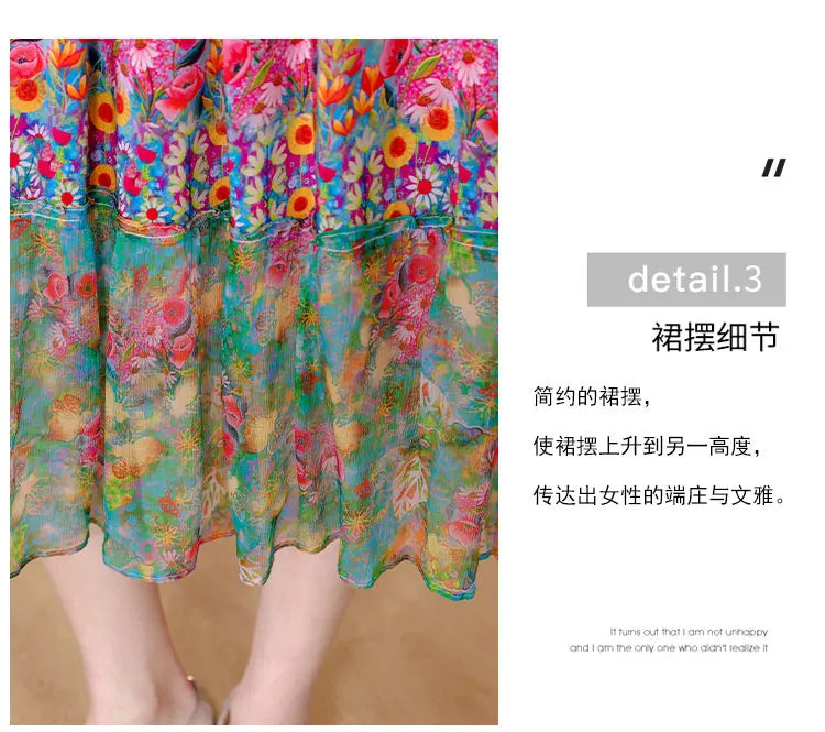 Summer Dress 2023 Woman Silk Floral Dress Elegant Long Beach Vintage Dresses for Women