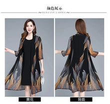 Load image into Gallery viewer, Women Chiffon Dress Set  Summer 2 Piece Set Fashion Sunscreen Cardigan Jacket Mother Elegant Lace Dress Suit Noble Femme 4XL