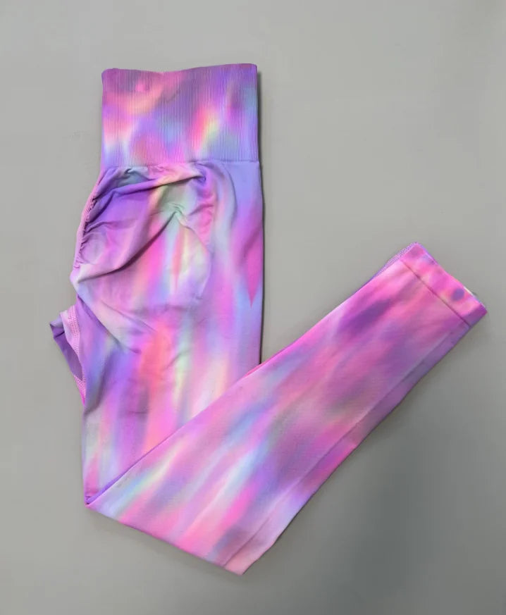 New Women Tie dye High Waist Legging Push Up Scrunch Gym Sports Yoga Pants Elastic Soft Tights Workout Booty Leggins Nylon