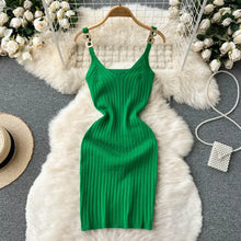 Load image into Gallery viewer, Knitted Summer Women Solid Dress 2024 Slim V Neck Elegant Sexy Vacation Fashion Ladies A Line Midi Dresses