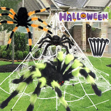 Load image into Gallery viewer, 150/200cm Black Scary Giant Spider Huge Spider Web Halloween Decoration Props Haunted House Holiday Outdoor Giant Decoration