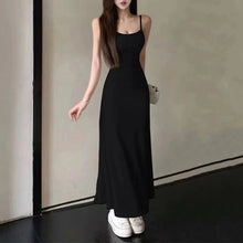 Load image into Gallery viewer, Spaghetti Strap Dresses Women Retro Sexy Slim Simple Daily Streetwear Ulzzang Midi Trendy Pure Vestidos Summer Ladies Sleeveless