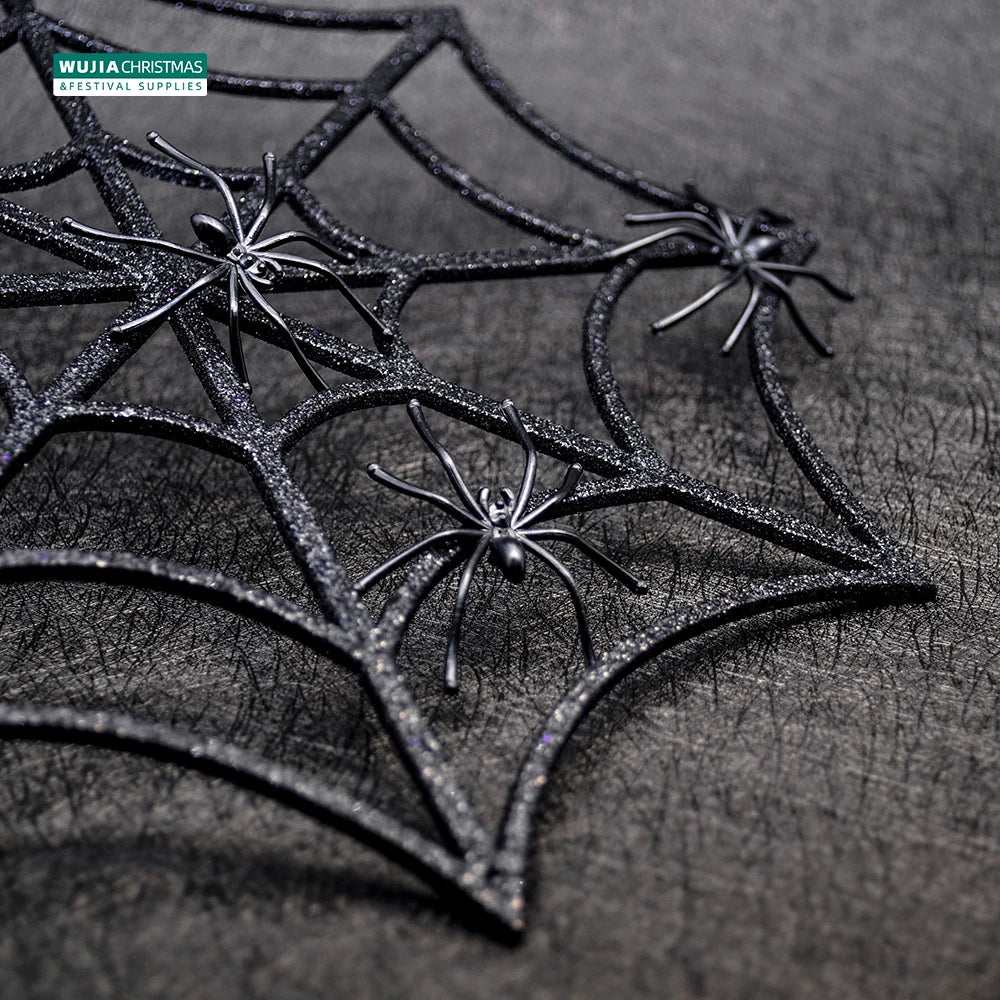 50/100pcs Horror Mini Black Spider Simulation Tricky Toy Haunted House Fake Spider Web Bar Party Decoration Kids Halloween Decor