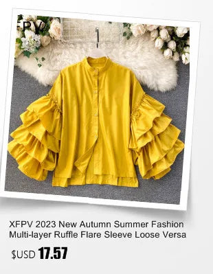 XFPV Women Three-dimensional Flower Wooden Ear Edge Patchwork  T-shirt Puff Short Sleeve Fashion Sweet Korea Tide Summer 2023