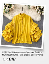 Load image into Gallery viewer, XFPV Women Three-dimensional Flower Wooden Ear Edge Patchwork  T-shirt Puff Short Sleeve Fashion Sweet Korea Tide Summer 2023