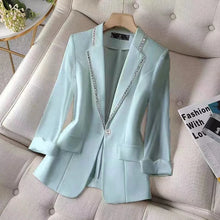 Load image into Gallery viewer, 2022 Autumn  Women&#39;s Blazer Paillettes Femme Summer Sunscreen Jacket White New Suit Jacket Women&#39;s Fashion Thin Black Cardigan