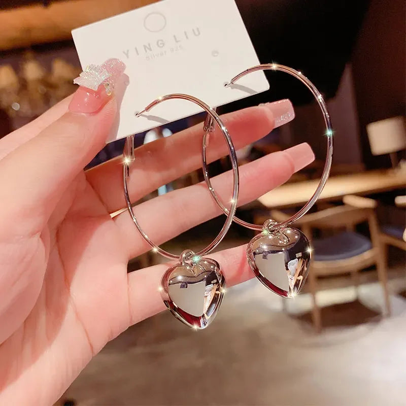 Simple Silver Color Golden Metal Hoop Earrings for Women Fashionable Personalized Daily Accessories Party Jewelry Birthday Gifts