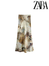 Load image into Gallery viewer, TRAF Women&#39;s Printed Single Breasted Slim Long Shirt Loose Temperament Fashion Mid-Length Skirt Silk Texture Ink Tie-Dye Suit