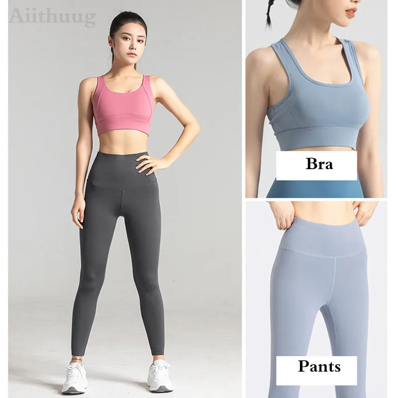 Aiithuug Sports Bra for Women Criss-Cross Back Padded Sports Bras Bounce Control Support Yoga Bra with Removable Cups Gym Bra