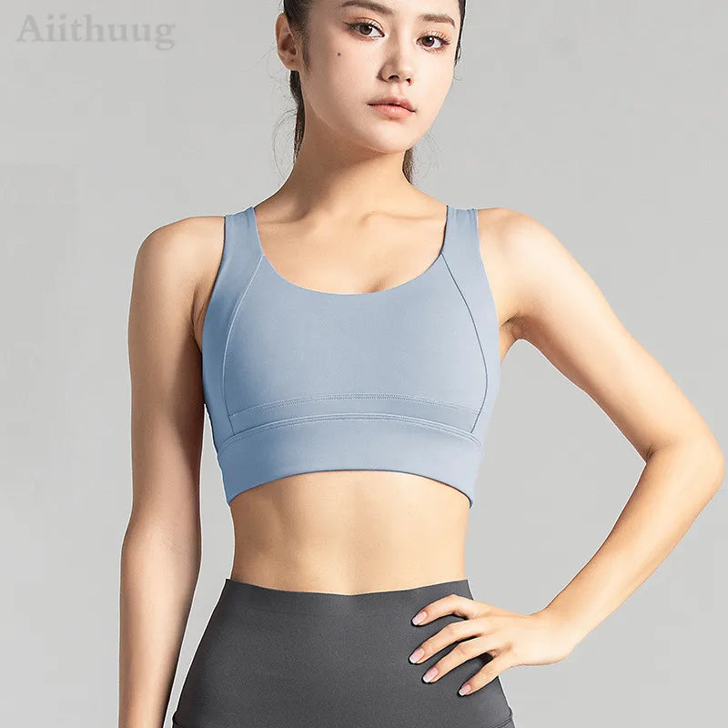 Aiithuug Sports Bra for Women Criss-Cross Back Padded Sports Bras Bounce Control Support Yoga Bra with Removable Cups Gym Bra