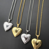 Heart Shaped Locket Pendants Necklaces For Women Gold Color Photo Frame Valentine Lovers Necklace Gift Fashion Jewelry