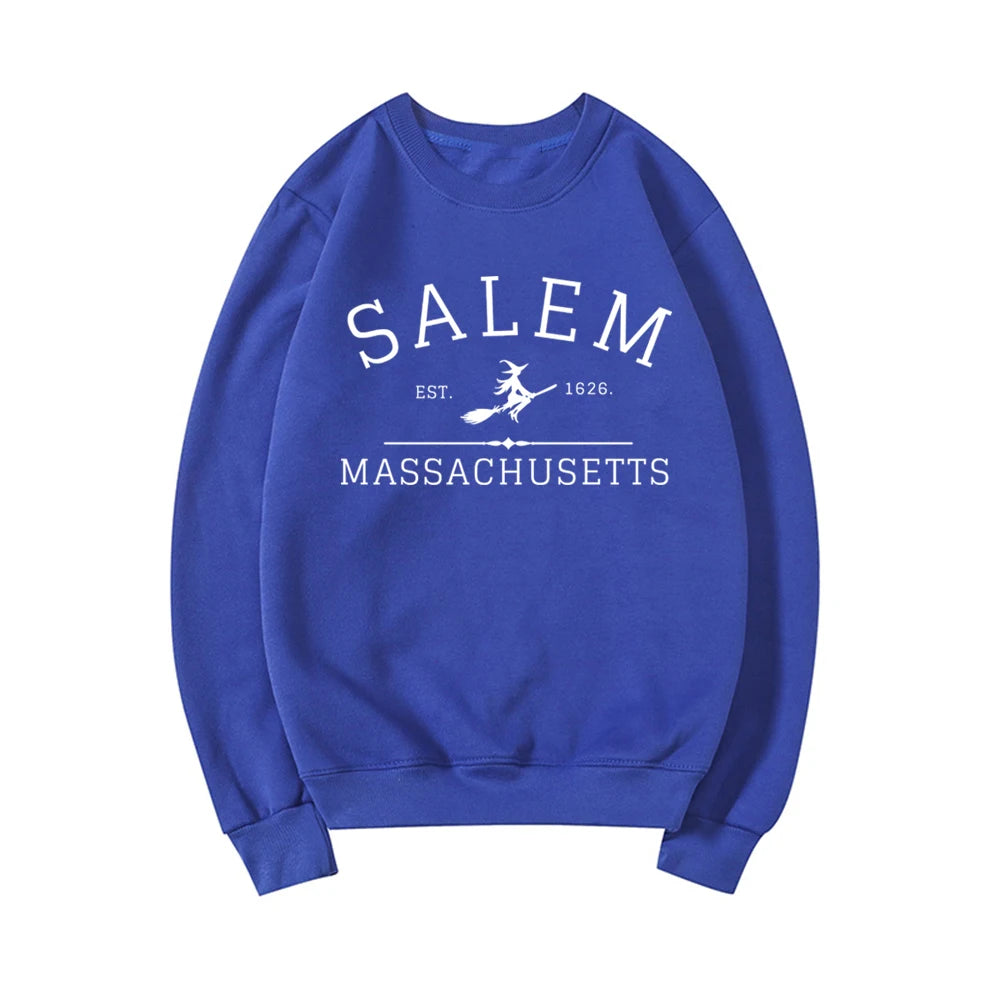 Salem Massachusetts Crewneck Halloween Sweatshirt Salem Witch Sweater Halloween Witchy Sweatshirts Women Graphic Hoodies Top