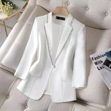 Load image into Gallery viewer, 2022 Autumn  Women&#39;s Blazer Paillettes Femme Summer Sunscreen Jacket White New Suit Jacket Women&#39;s Fashion Thin Black Cardigan