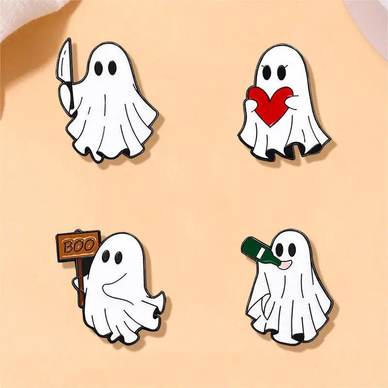 Cute Cartoon Ghost Enamel Brooch Creative Halloween Funny Gift Lapel Pin Badge Backpack Clothing Hat Accessories