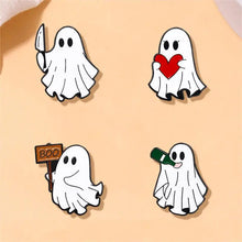 Load image into Gallery viewer, Cute Cartoon Ghost Enamel Brooch Creative Halloween Funny Gift Lapel Pin Badge Backpack Clothing Hat Accessories