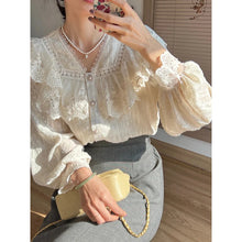 Load image into Gallery viewer, Vintage French Women Shirts Lace Lolita Elegant Long Sleeve Flounce Blouse High Quality Office Lady New Fashion Chic Female Tops