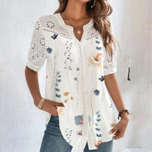 Load image into Gallery viewer, Temperament Casual Lace Woman Shirt Fashion Loose Shirt Woman Elegant Short Sleeve Blouse Holiday Weekend