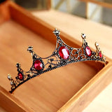 Vintage Small Baroque Green Red Black White Crystal Tiaras Crowns for Women Girls Bride Wedding Hair Jewelry Accessories