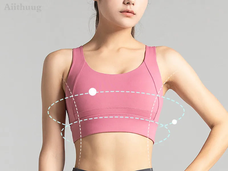 Aiithuug Sports Bra for Women Criss-Cross Back Padded Sports Bras Bounce Control Support Yoga Bra with Removable Cups Gym Bra