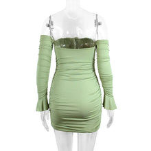 Load image into Gallery viewer, Fairyshely Sexy Ruffle Short Club Dress Ladies 2024 Autumn Green Bodycon Dresses For Women Party Tight Mini Dress Clubwear