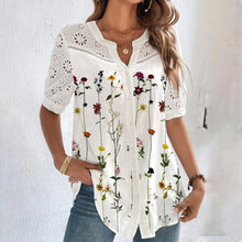 Load image into Gallery viewer, Temperament Casual Lace Woman Shirt Fashion Loose Shirt Woman Elegant Short Sleeve Blouse Holiday Weekend