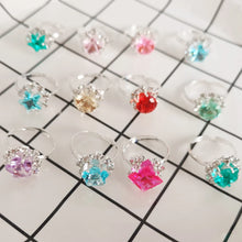 Load image into Gallery viewer, 12/36PCS/set Adjustable Kids Crystal Rings Jewelry Heart Star Square Open Finger Ring For Children Girl Party Gift