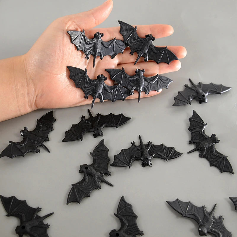 Halloween Decoration Black Fake Bat Scary Simulation Plastic Spider Insect For Halloween Party Spider Web Decor Props Trick Toys