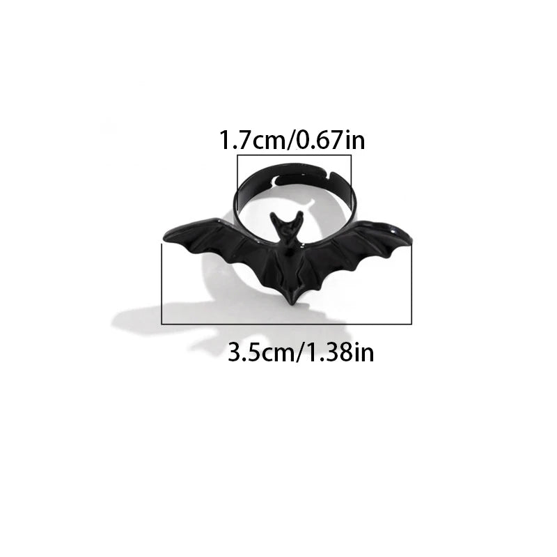 Bat Rings Retro Style Men Women Punk Gothic Opening Adjustable Finger Ring Halloween Party Hip Hop Jewelry Accessories