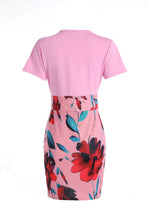 Load image into Gallery viewer, New Colored Flower Wrapped Hip Short sleeved Dress for Women